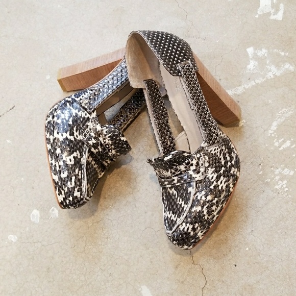 Plomo Shoes - Plomo Leather Cecilia Snake Skin Oxford Platforms